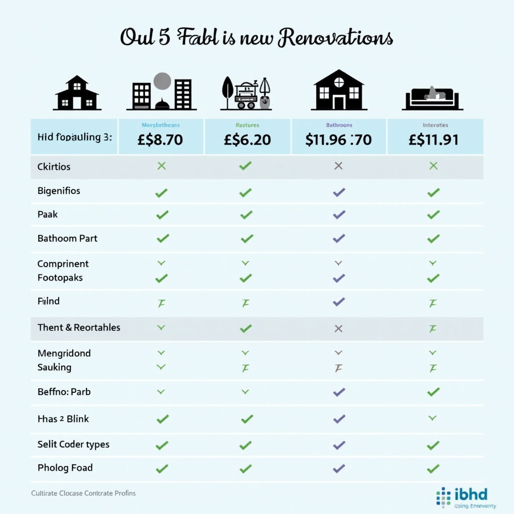 Tabla de precios por tipo y zona